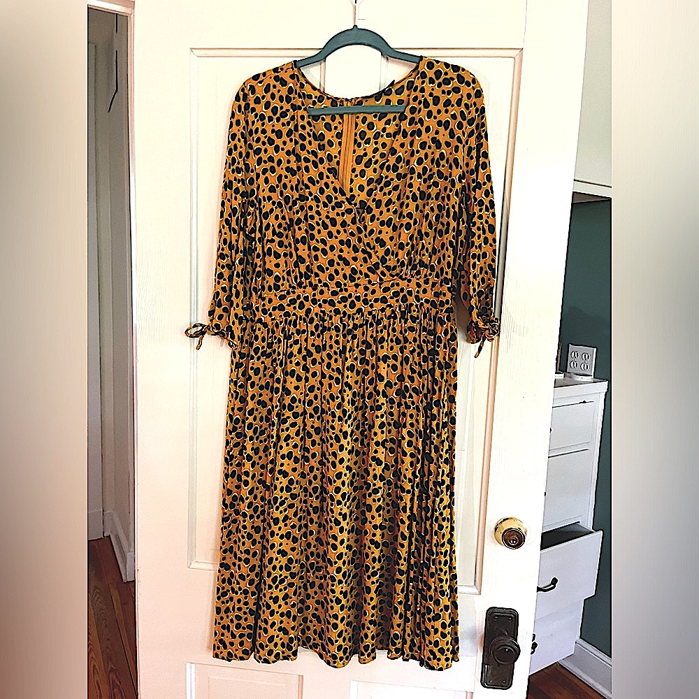Eloquii gold with black print midi dress